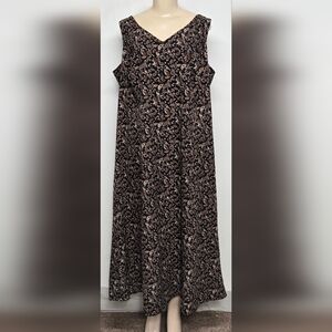 Danny & Nicole 22W Long Full Length Dress Earthtone Paisley Sleeveless New